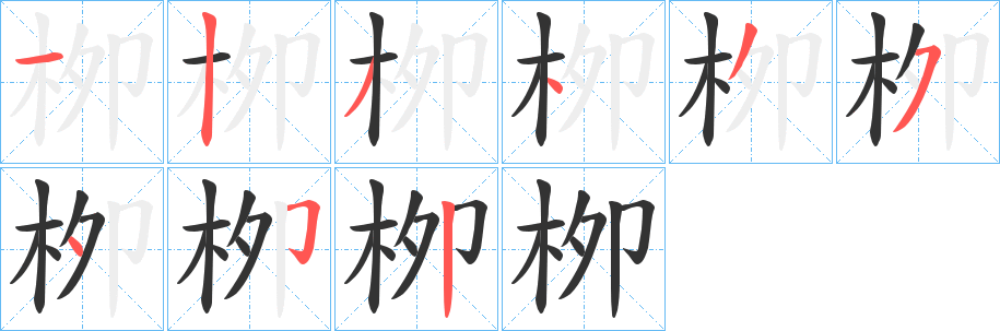 栁的笔画顺序