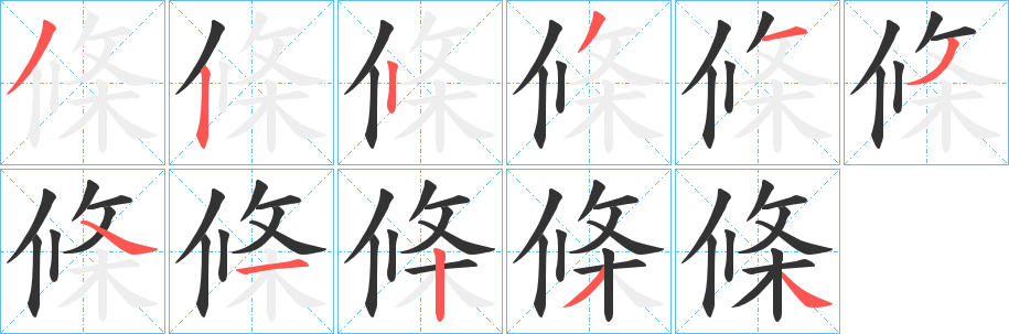 條的笔画顺序