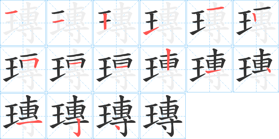 瑼的笔画顺序