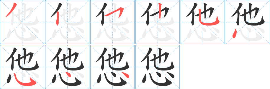 怹的笔画顺序