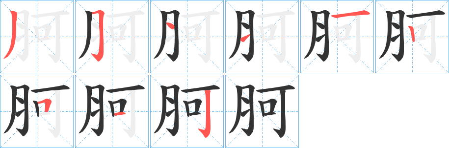 胢的笔画顺序