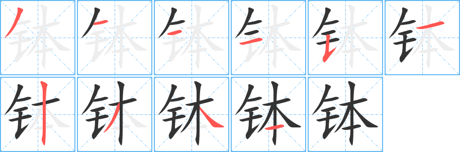 钵的笔画顺序