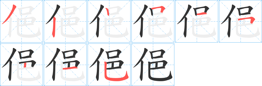 俋的笔画顺序