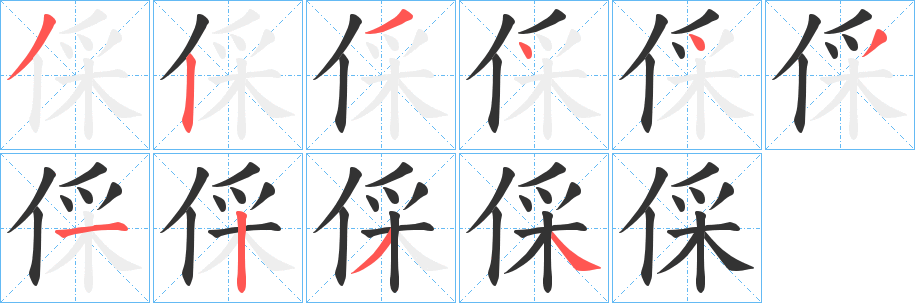 倸的笔画顺序