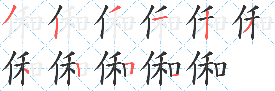 俰的笔画顺序