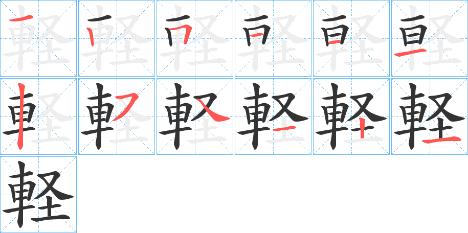 軽的笔画顺序