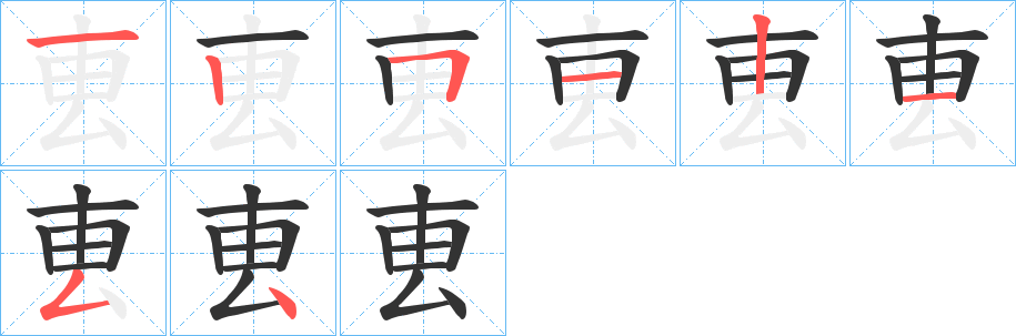 叀的笔画顺序