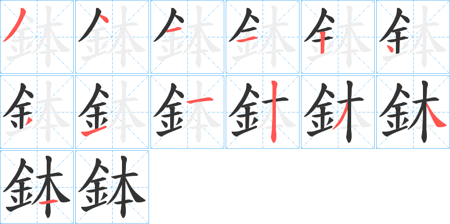 鉢的笔画顺序