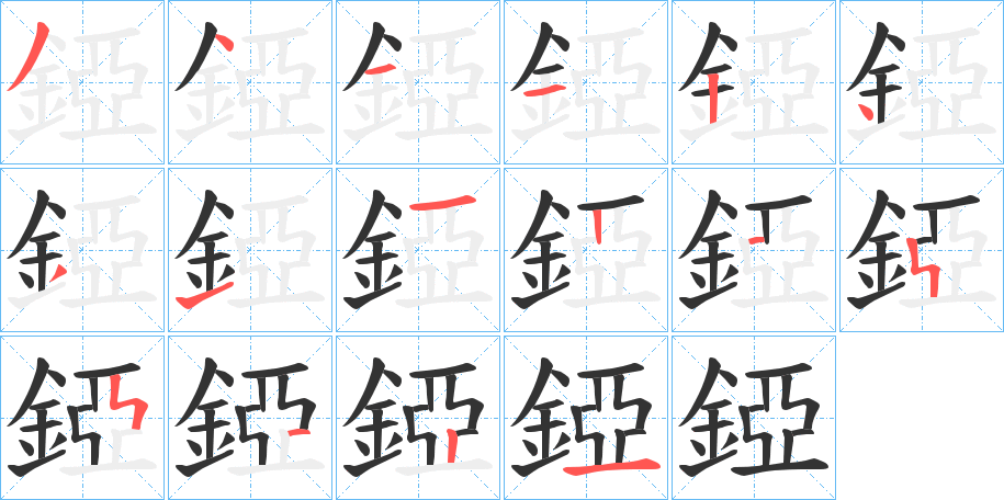 錏的笔画顺序
