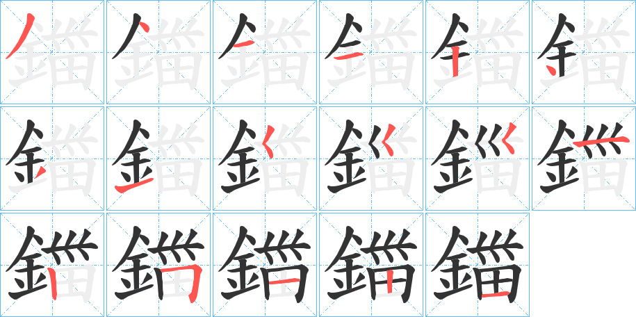 鍿的笔画顺序