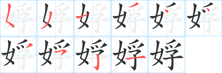 娐的笔画顺序