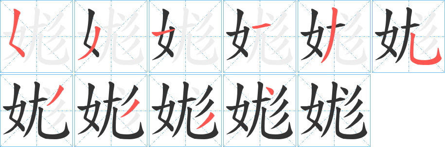 娏的笔画顺序