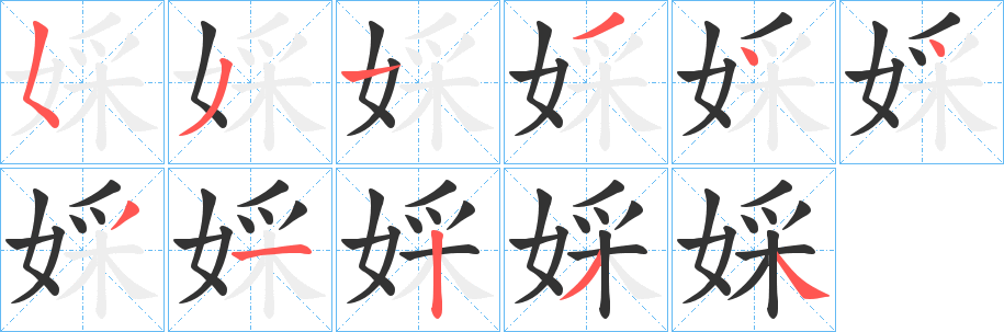 婇的笔画顺序