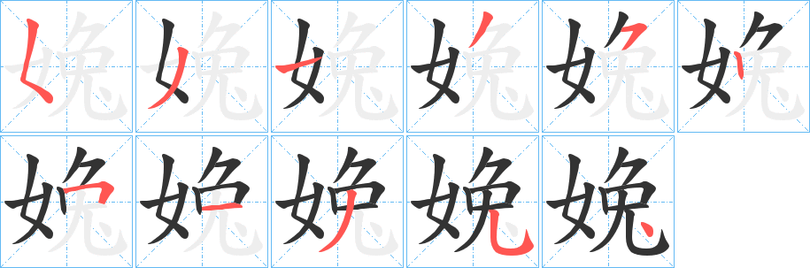 婏的笔画顺序