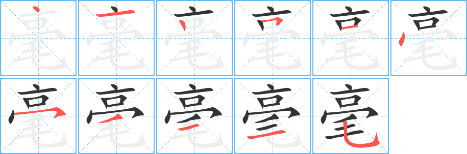 毫的笔画顺序