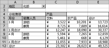 数据透视表工作表