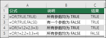 使用 OR 函数的示例。