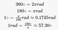 角度和弧度的换算