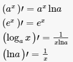 指数函数、对数函数的导数公式